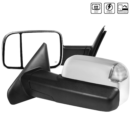 Spec-D Tuning 02-08 Dodge Ram Towing Mirrors Chrome- Clear Signal- Power Heated RMX-RAM02HP-G2-FS